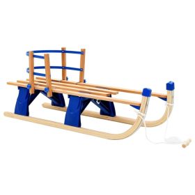 Folding Snow Sledge with Backrest Wood 46.9"